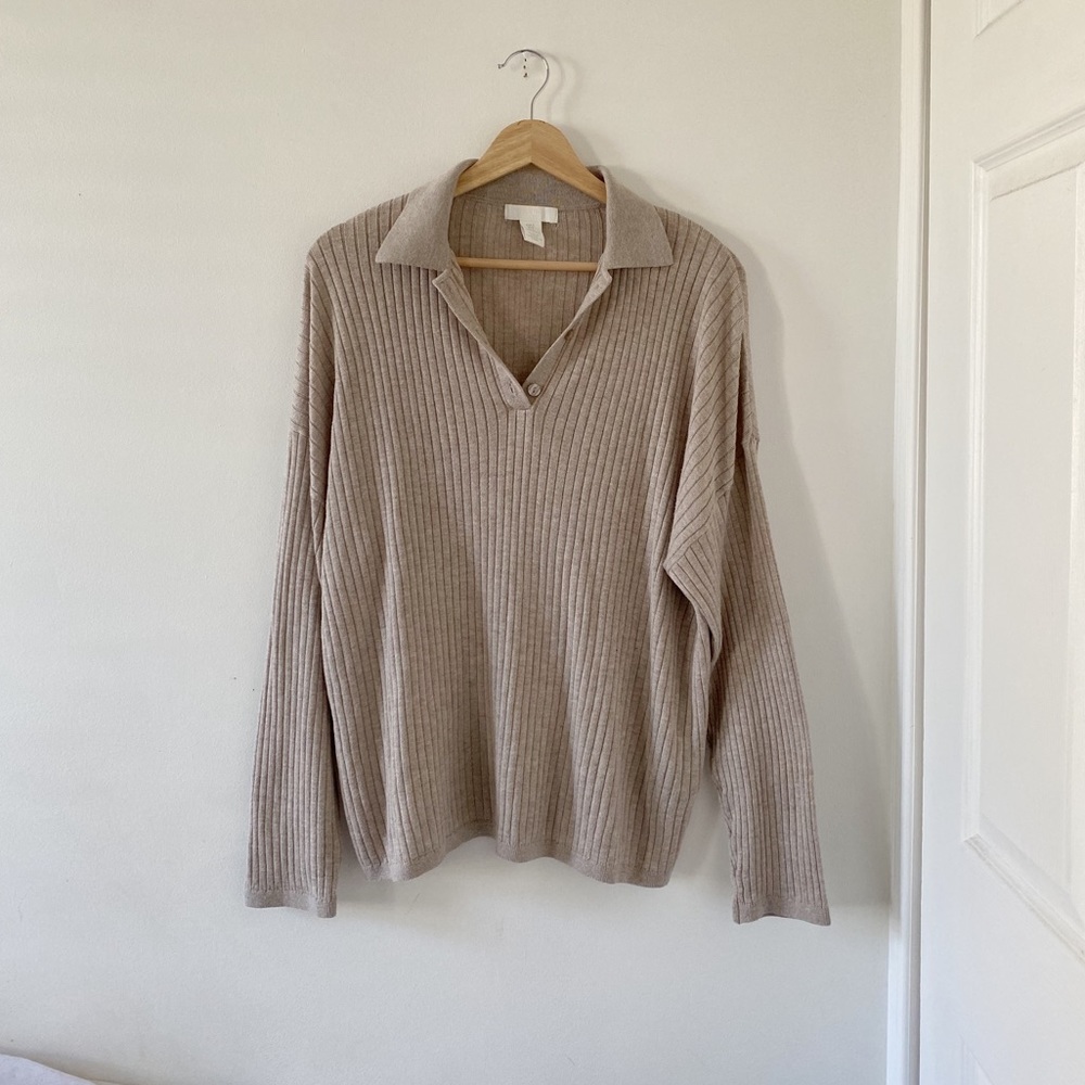 Nude ribbed sweater